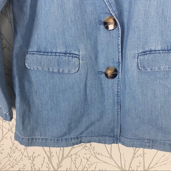 J. JILL Denim Cotton Linen 2-Button Blazer Shacket Jacket XS Contrast cuffs - Picture 6 of 14